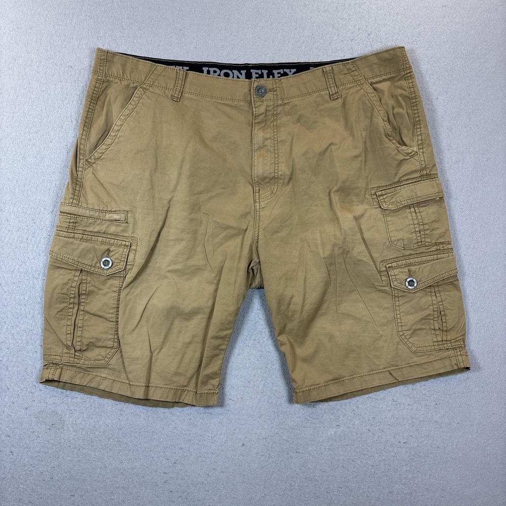 Iron Flex Cargo Shorts Mens 40 Khaki Brown Utility Stretch